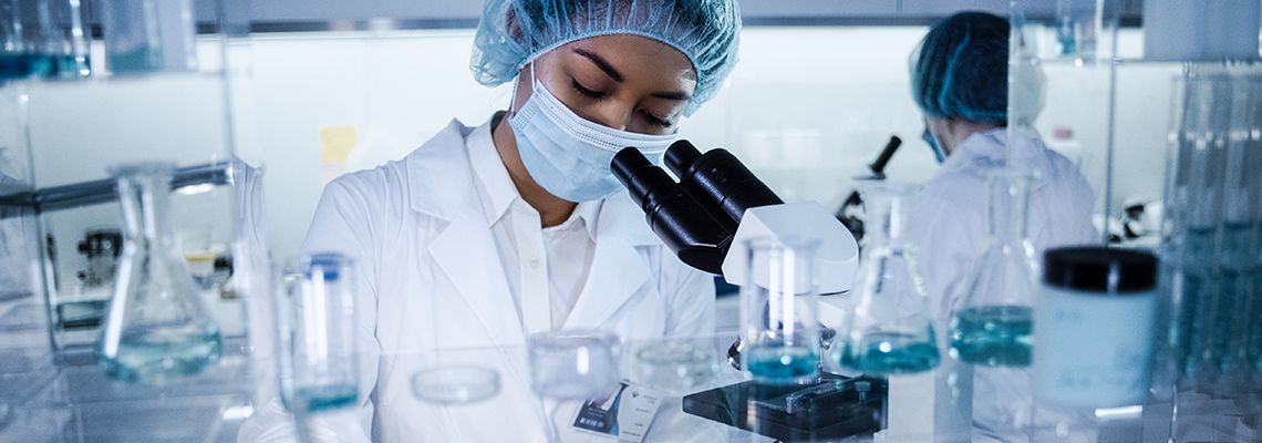 A woman works in a lab